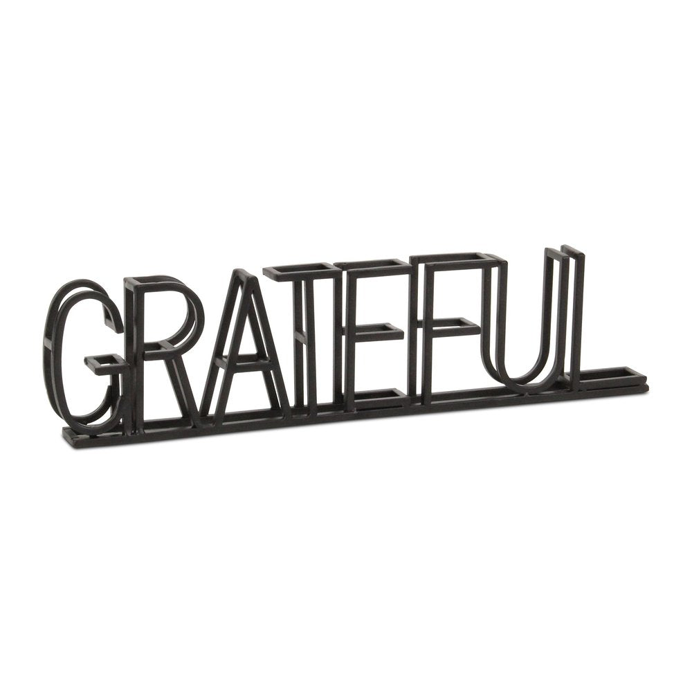17" Black Metal Grateful Tabletop Sign HomeRoots
