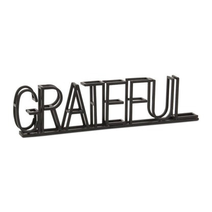 17" Black Metal Grateful Tabletop Sign HomeRoots