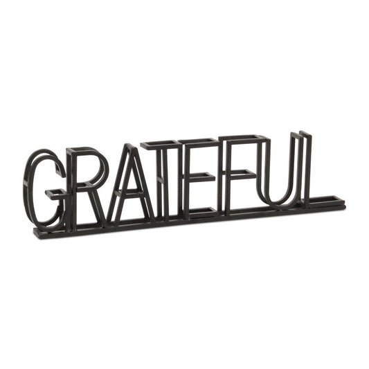17" Black Metal Grateful Tabletop Sign HomeRoots