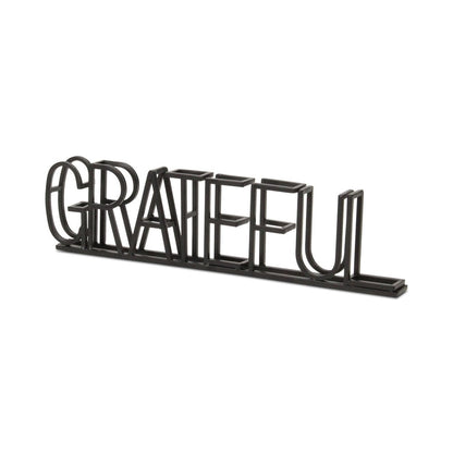 17" Black Metal Grateful Tabletop Sign HomeRoots