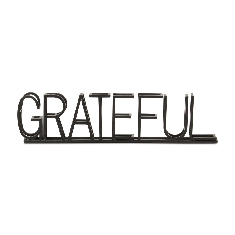17" Black Metal Grateful Tabletop Sign HomeRoots