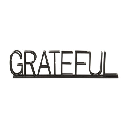 17" Black Metal Grateful Tabletop Sign HomeRoots