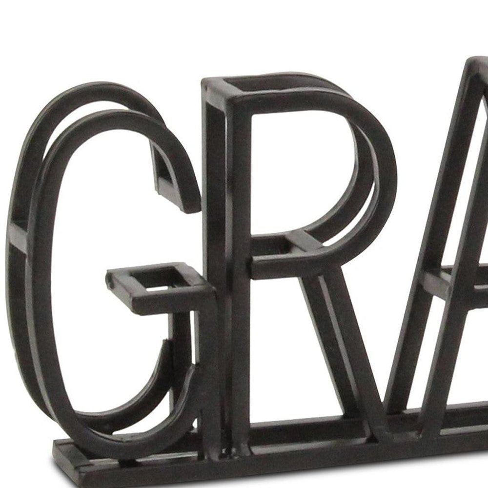 17" Black Metal Grateful Tabletop Sign HomeRoots
