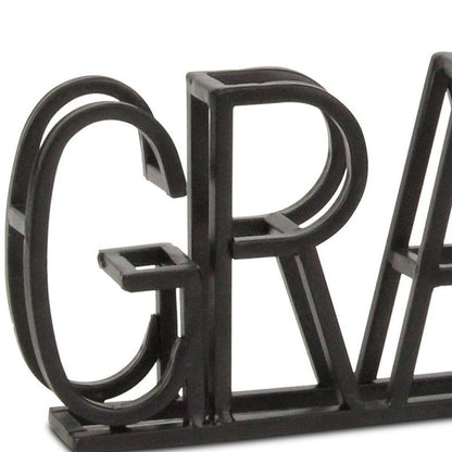 17" Black Metal Grateful Tabletop Sign HomeRoots