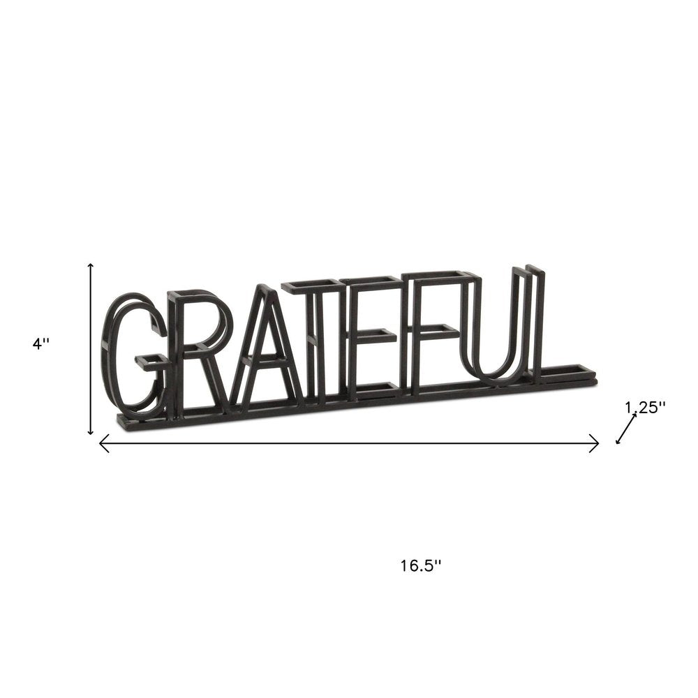 17" Black Metal Grateful Tabletop Sign HomeRoots