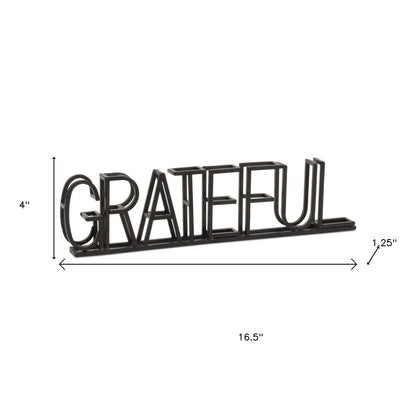 17" Black Metal Grateful Tabletop Sign HomeRoots