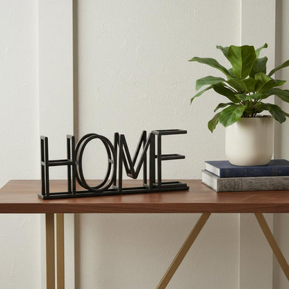 11" Black Metal Home Tabletop Sign HomeRoots