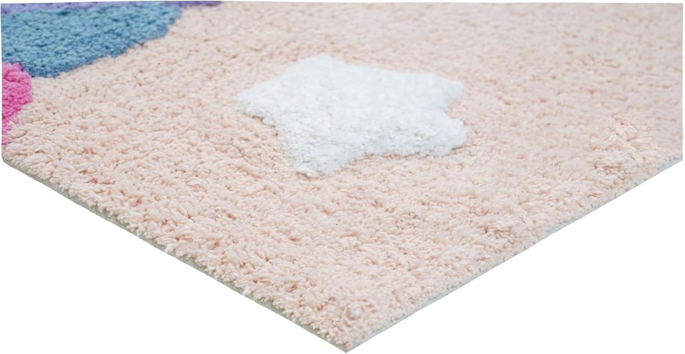 32" Pink And Yellow Cotton Unicorns Youthful Bath Rug HomeRoots