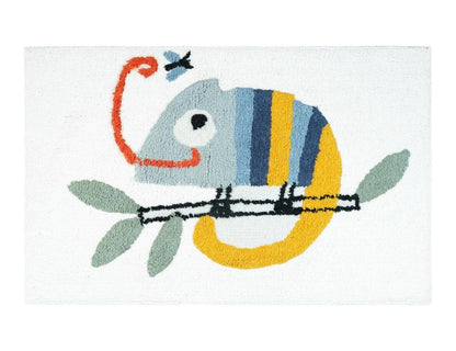 32" White And Yellow Cotton Chameleon Youthful Bath Rug HomeRoots