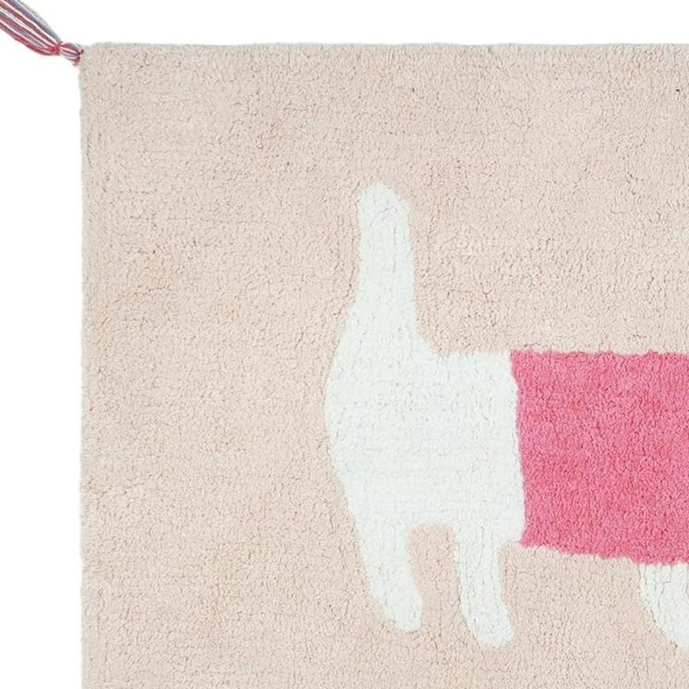 32" Pink And Purple Cotton Dog Youthful Bath Rug — view 2