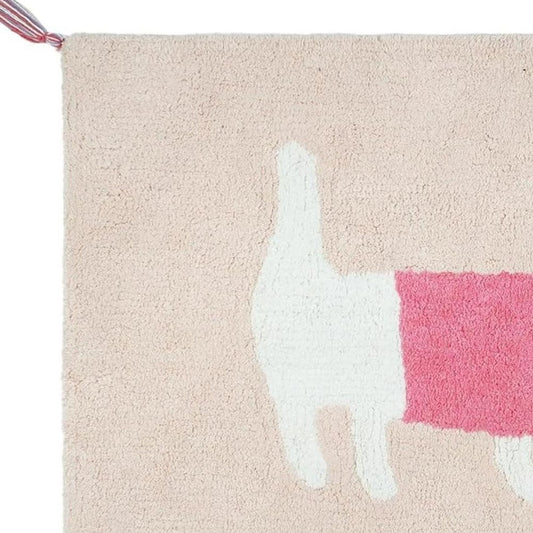 32" Pink And Purple Cotton Dog Youthful Bath Rug