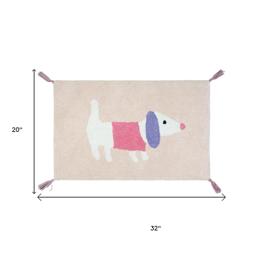 32" Pink And Purple Cotton Dog Youthful Bath Rug — view 3