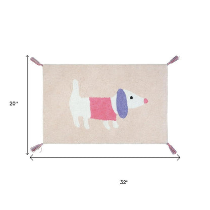 32" Pink And Purple Cotton Dog Youthful Bath Rug HomeRoots