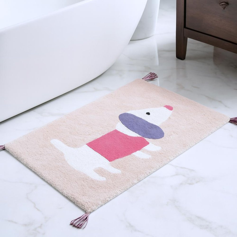 32" Pink And Purple Cotton Dog Youthful Bath Rug — view 5