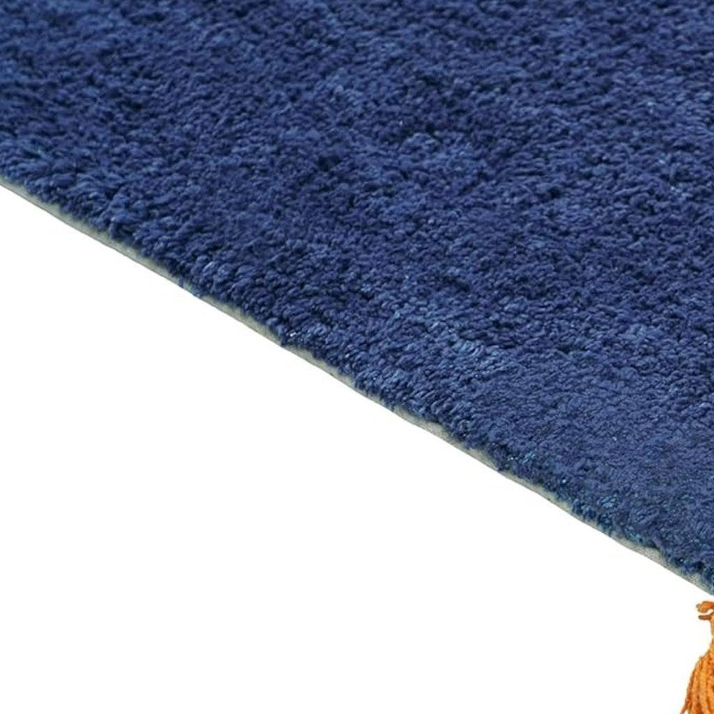32" Blue Orange And White Cotton Dog Youthful Bath Rug HomeRoots