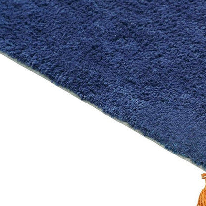 32" Blue Orange And White Cotton Dog Youthful Bath Rug HomeRoots
