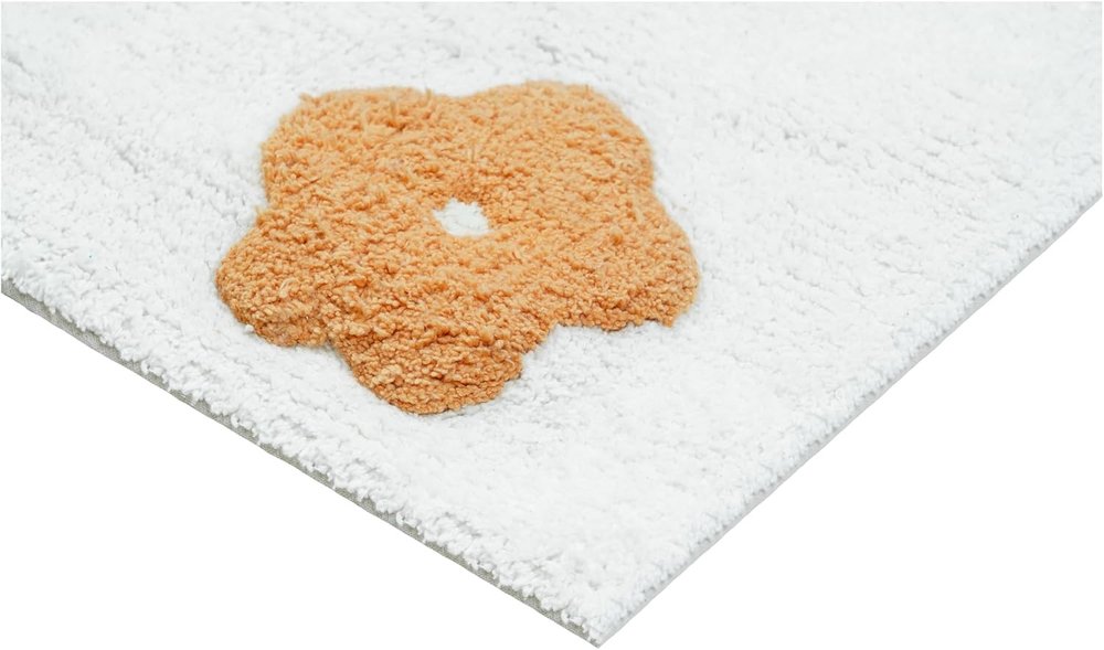 32" Pink And White Cotton Flowers Floral Floral Bath Rug — view 2