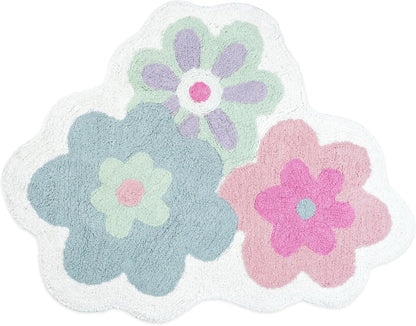 32" Pink And White Cotton Flower Trio Floral Bath Rug HomeRoots