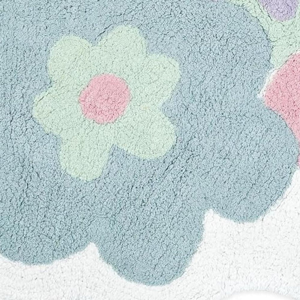 32" Pink And White Cotton Flower Trio Floral Bath Rug HomeRoots