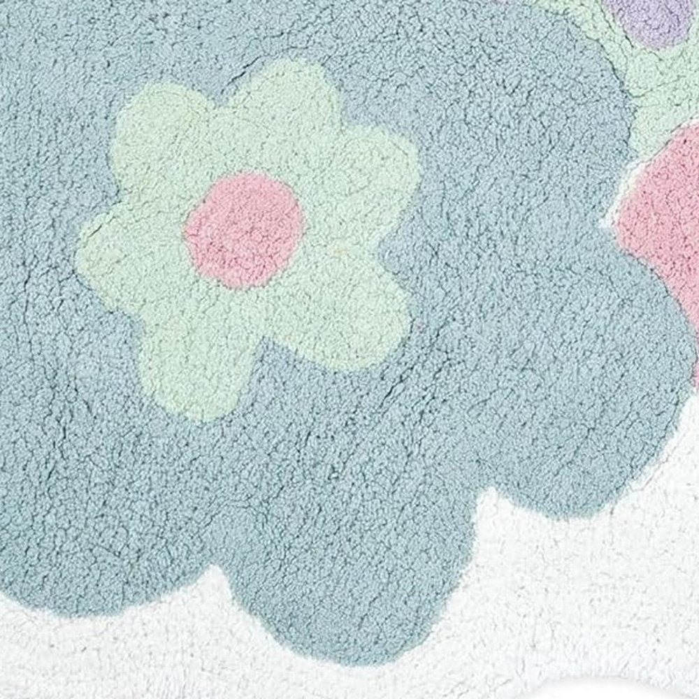 32" Pink And White Cotton Flowers Floral Bath Rug HomeRoots