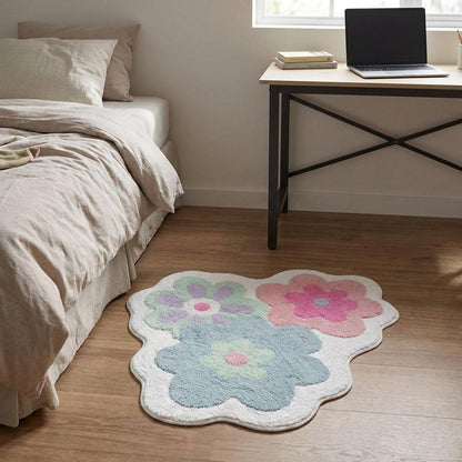 32" Pink And White Cotton Flowers Floral Bath Rug HomeRoots