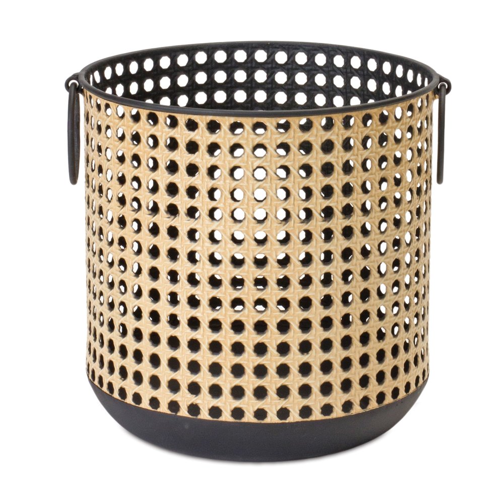 Set of Two Black And Brown Distressed Geometric Iron Tabletop Lantern Candle Holders HomeRoots