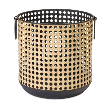 Set of Two Black And Brown Distressed Geometric Iron Tabletop Lantern Candle Holders HomeRoots