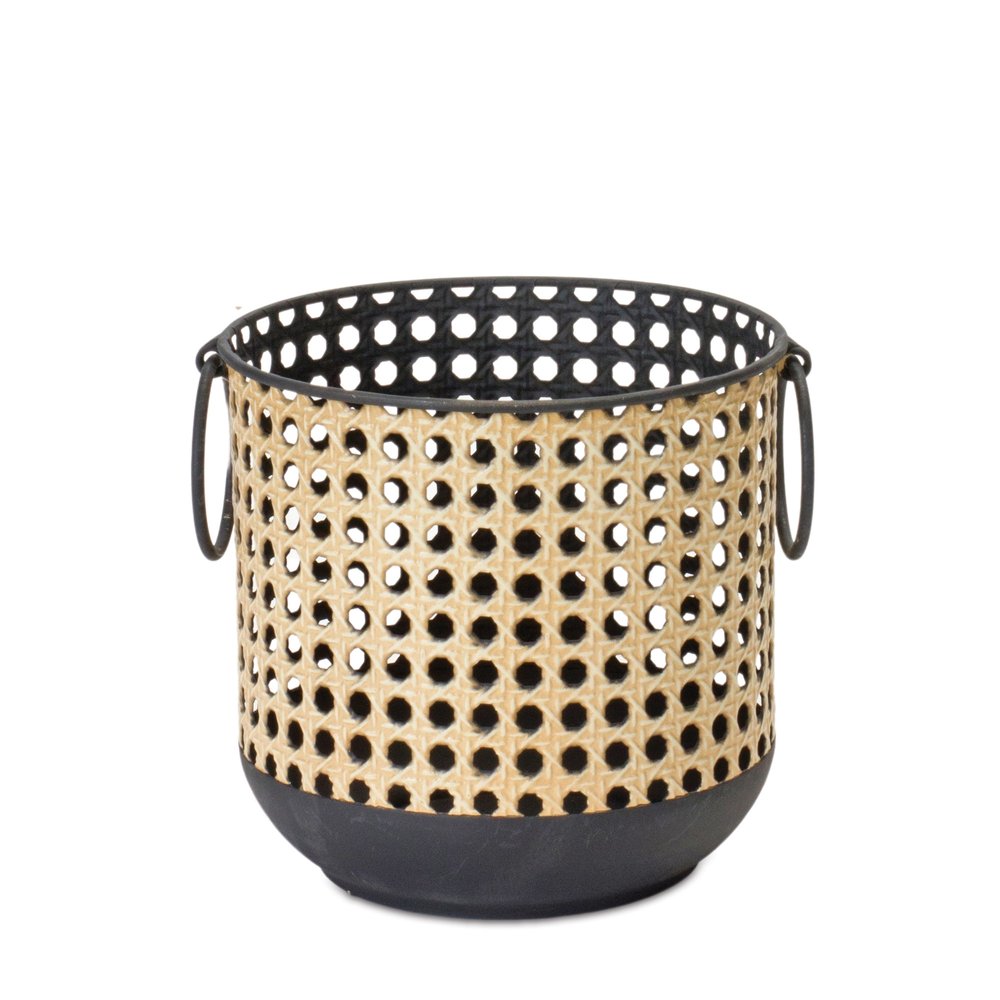 Set of Two Black And Brown Distressed Geometric Iron Tabletop Lantern Candle Holders HomeRoots