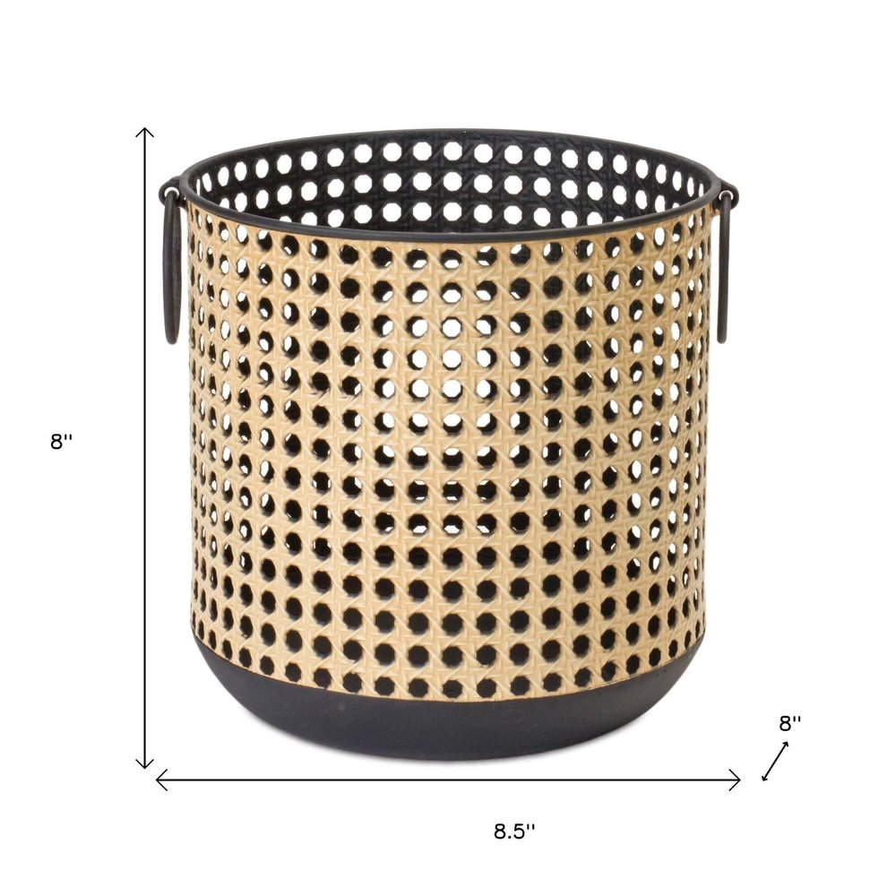 Set of Two Black And Brown Distressed Geometric Iron Tabletop Lantern Candle Holders HomeRoots