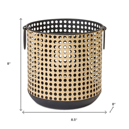 Set of Two Black And Brown Distressed Geometric Iron Tabletop Lantern Candle Holders HomeRoots