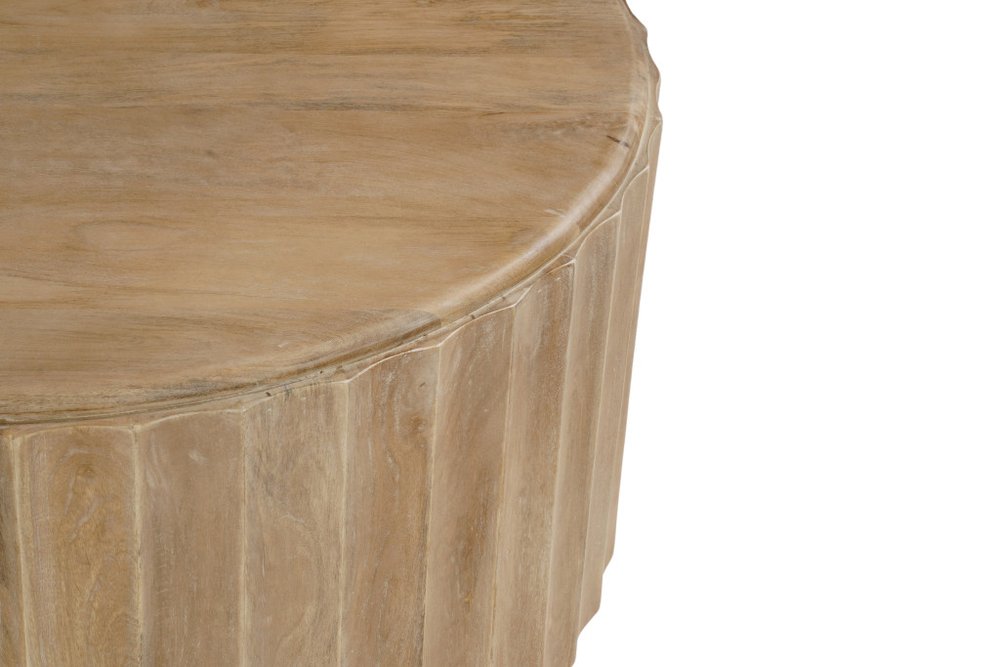 36" Brown Solid Wood Round Drum Coffee Table HomeRoots