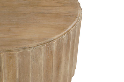 36" Brown Solid Wood Round Drum Coffee Table HomeRoots