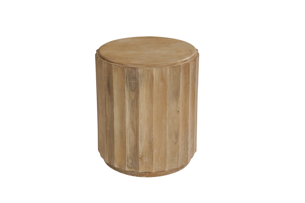 23" Brown Solid Wood Round Block End Table HomeRoots