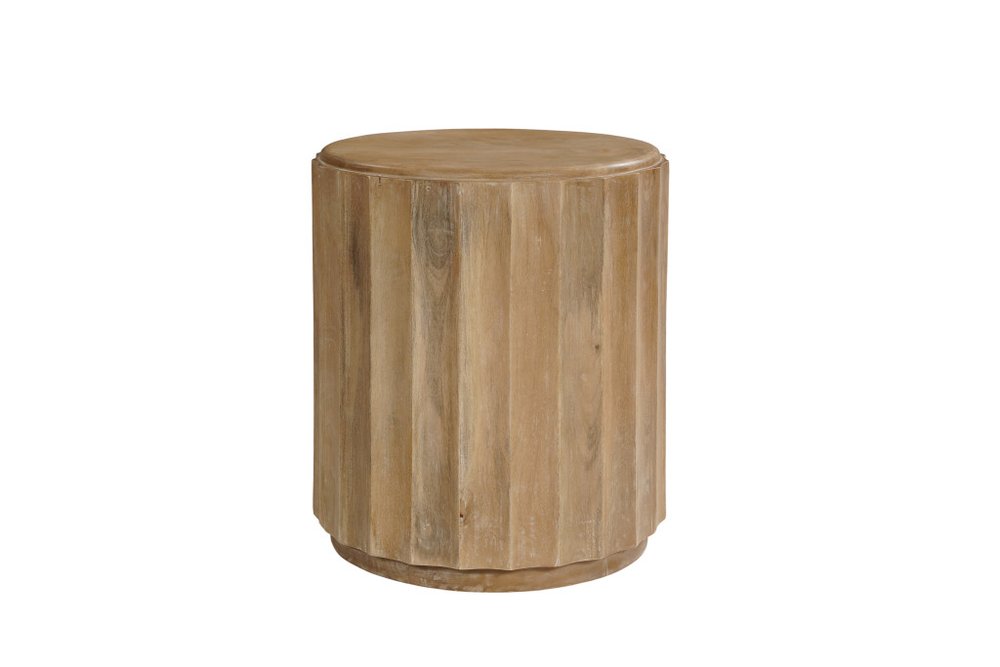 23" Brown Solid Wood Round Block End Table HomeRoots