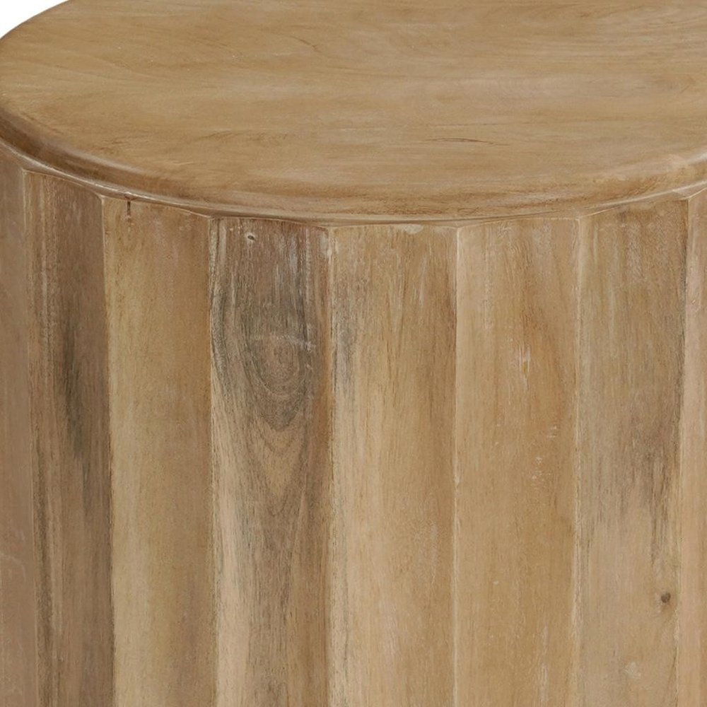 23" Brown Solid Wood Round Block End Table HomeRoots
