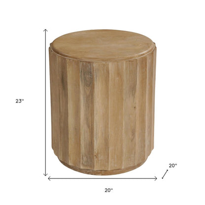 23" Brown Solid Wood Round Block End Table HomeRoots