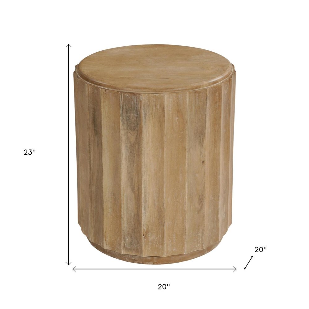23" Brown Solid Wood Round Block End Table HomeRoots