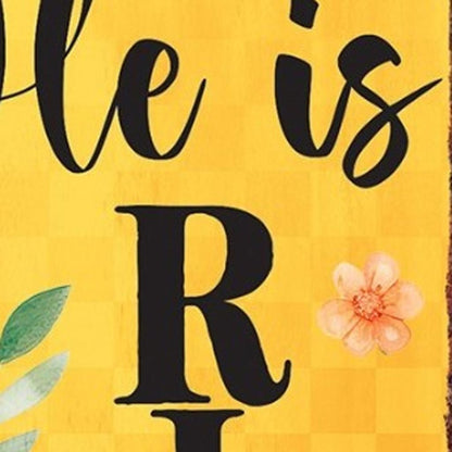 36" Yellow And Black Solid Wood He is Risen Easter Wreath Porch Sign HomeRoots