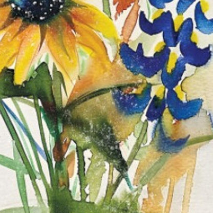 36"White  Blue Green And Yellow Solid Wood Sunflowers Porch Sign HomeRoots