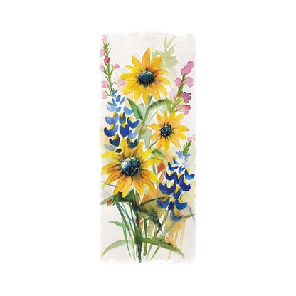 36"White  Blue Green And Yellow Solid Wood Sunflowers Porch Sign HomeRoots