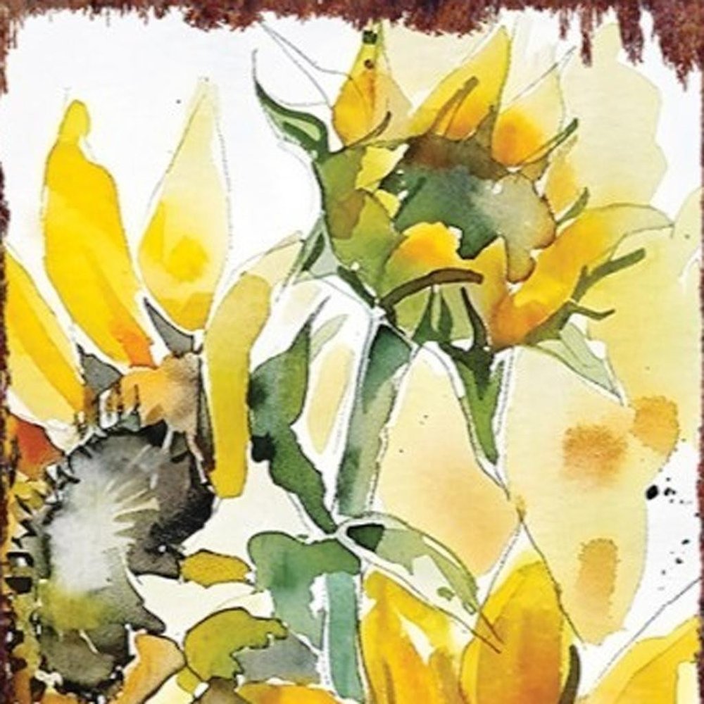 36" White Yellow And Green Sunflowers Solid Wood Porch Sign HomeRoots