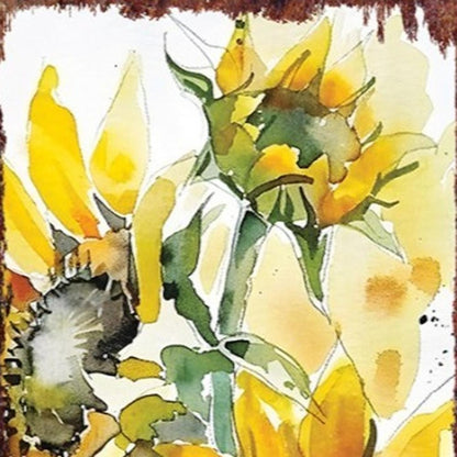 36" White Yellow And Green Sunflowers Solid Wood Porch Sign HomeRoots