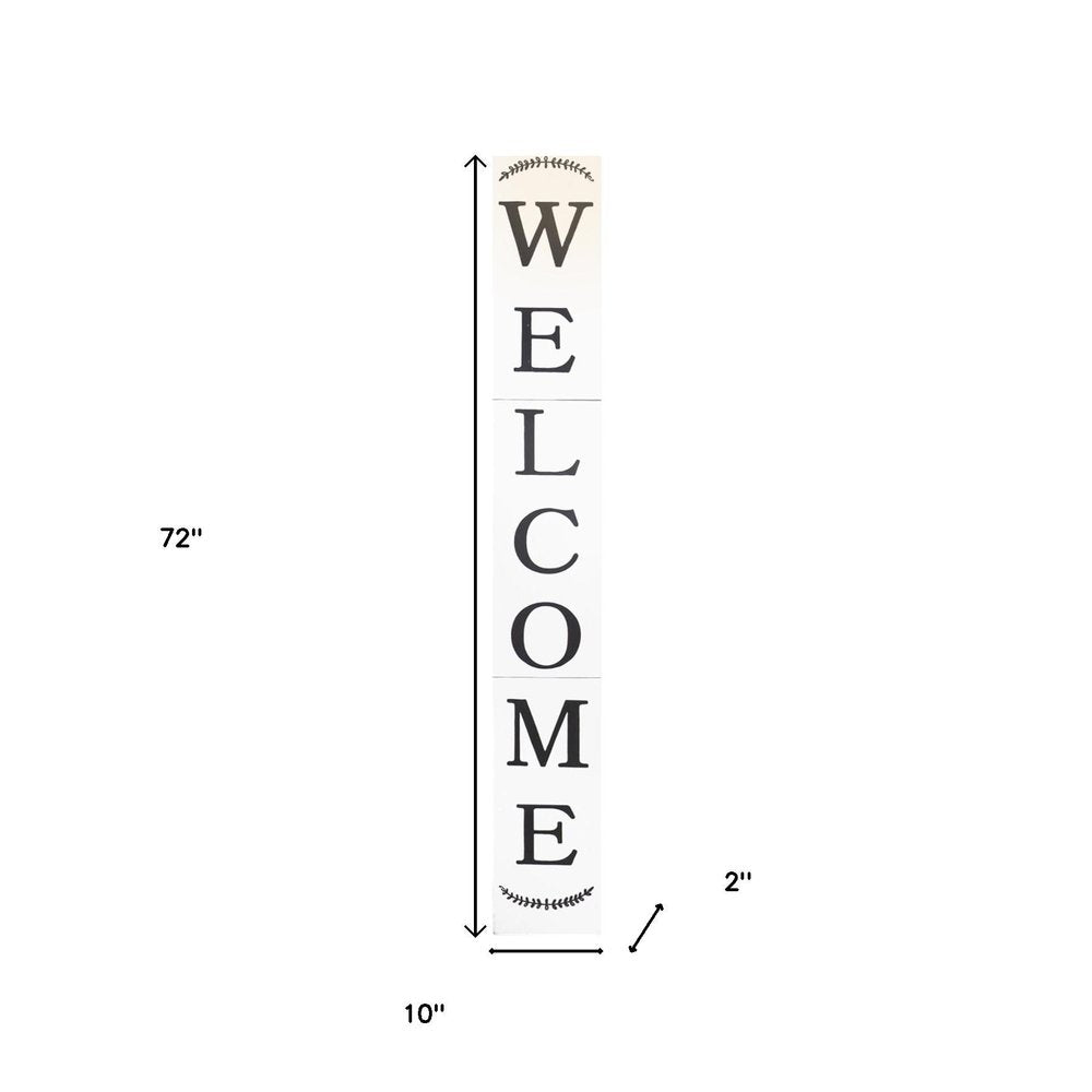 72" White Solid Wood Welcome Porch Sign HomeRoots