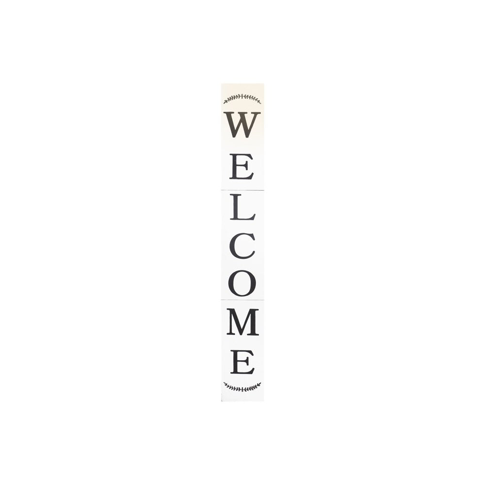 72" White Solid Wood Welcome Porch Sign HomeRoots