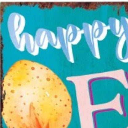 36" Turquoise Pink And Yellow Solid Wood Happy Easter Easter Easter Egg Porch Sign HomeRoots