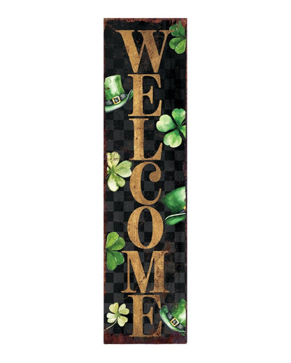 36" Black Gold And Green Solid Wood Welcome St Patrick's Day Porch Sign HomeRoots