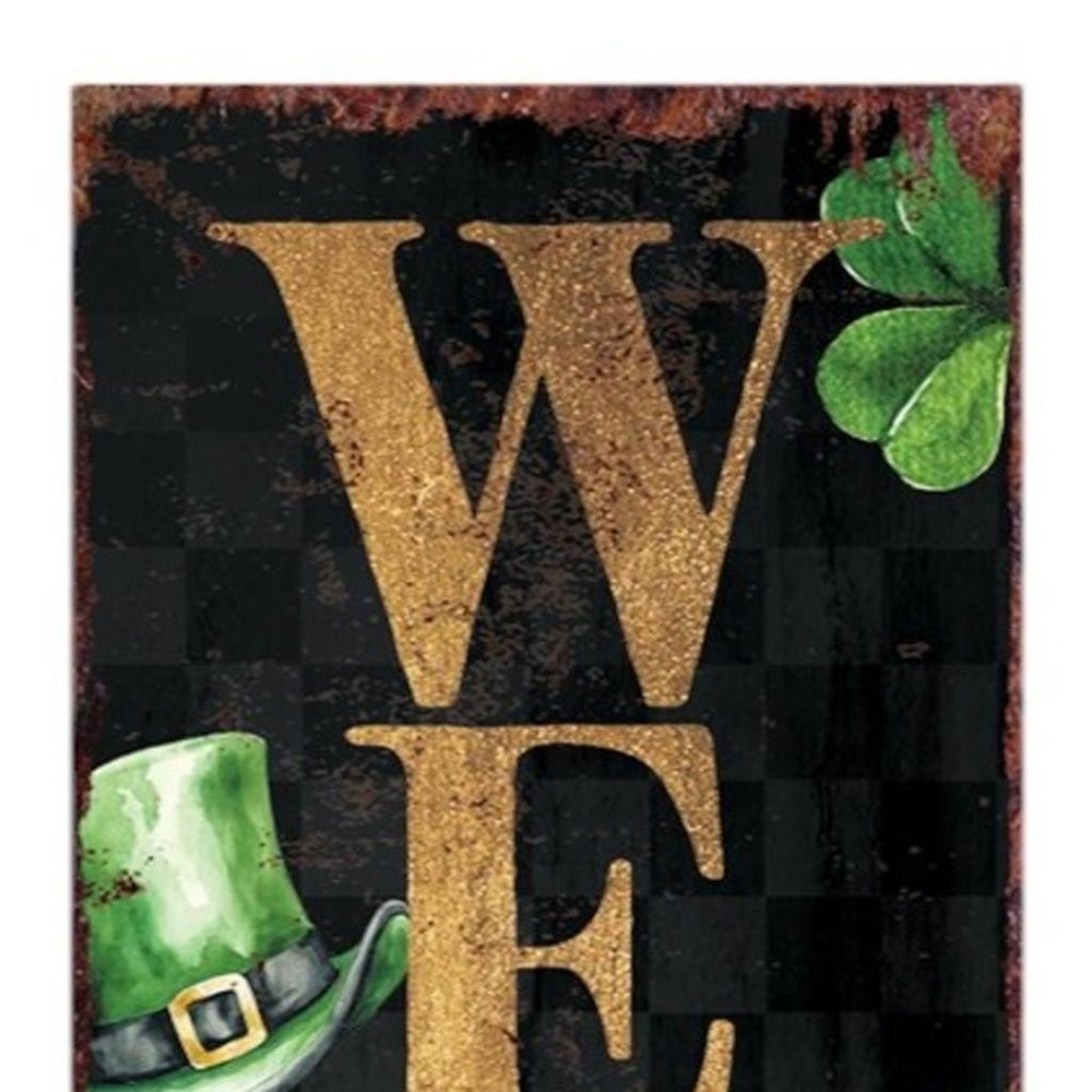 36" Black Gold And Green Solid Wood Welcome St Patrick's Day Porch Sign HomeRoots