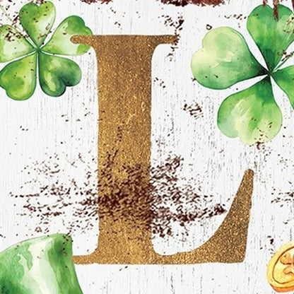 36" White Gold And Green Solid Wood Luck St Patrick's Day Porch Sign HomeRoots