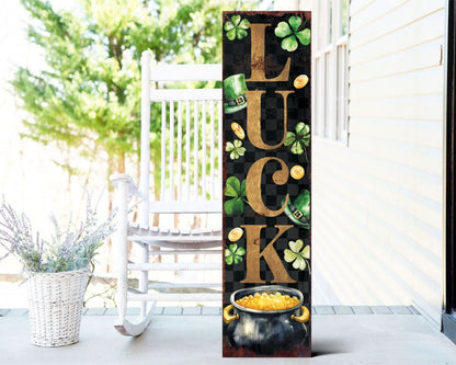 36" Black Gold And Green St Patrick's Day Solid Wood Porch Sign HomeRoots