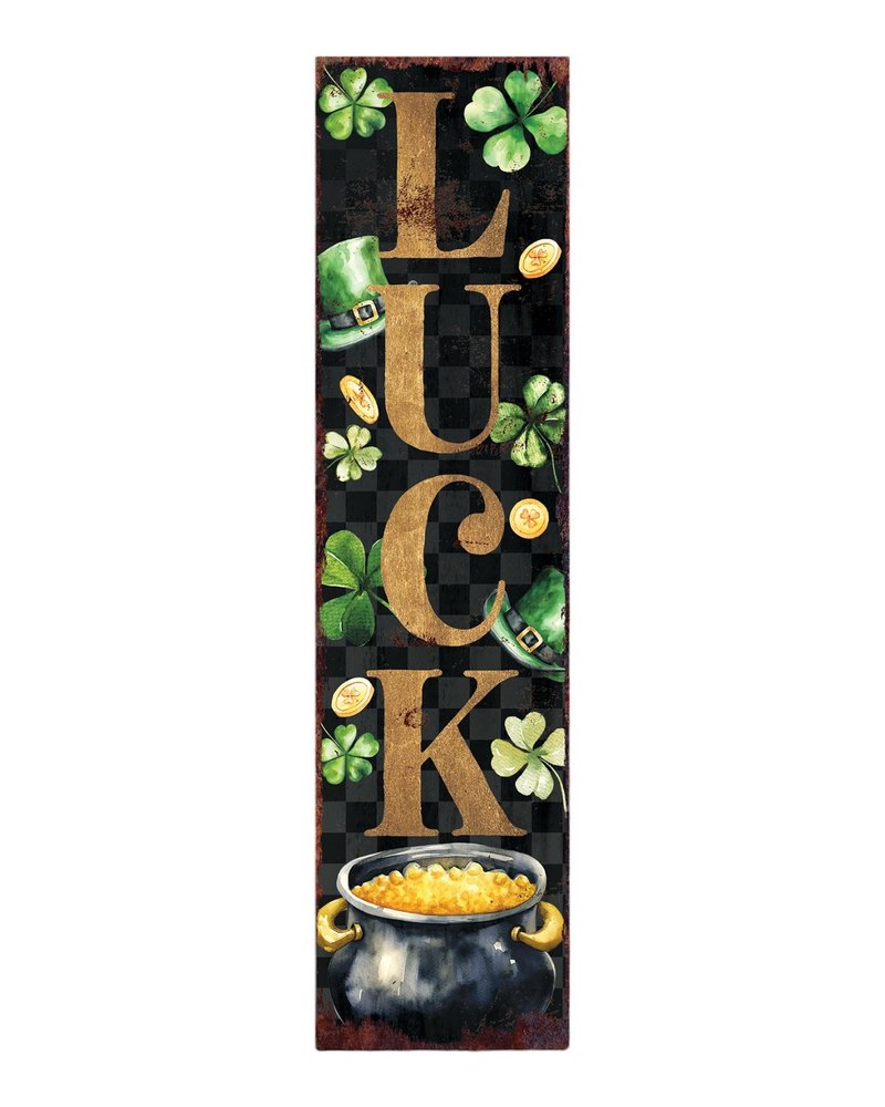 36" Black Gold And Green St Patrick's Day Solid Wood Porch Sign HomeRoots